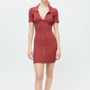 URBAN OUTFITTERS burgundy ribbed mini dress size large